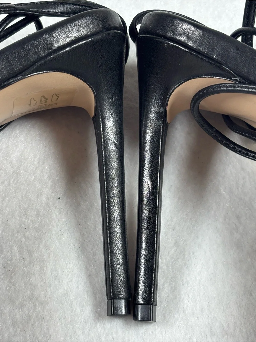 Schutz Black Leather Lace-Up Strappy Stiletto Heels | Size 9.5B | Made in Brazil
